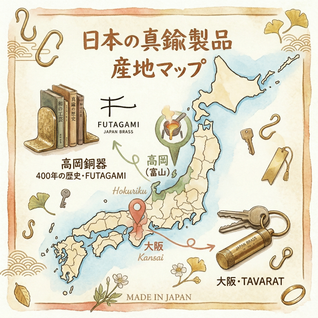 Map showing Takaoka (Toyama) and Osaka as the two production locations in this guide