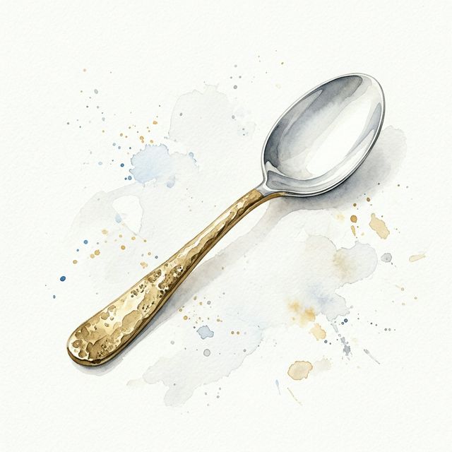 Brass spoon with silver-plated bowl tip
