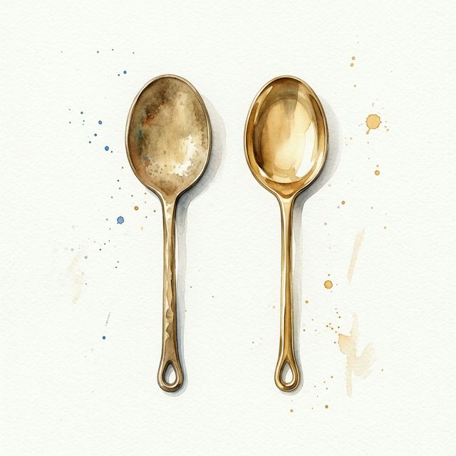 Comparison of solid brass and lacquer-coated brass cutlery