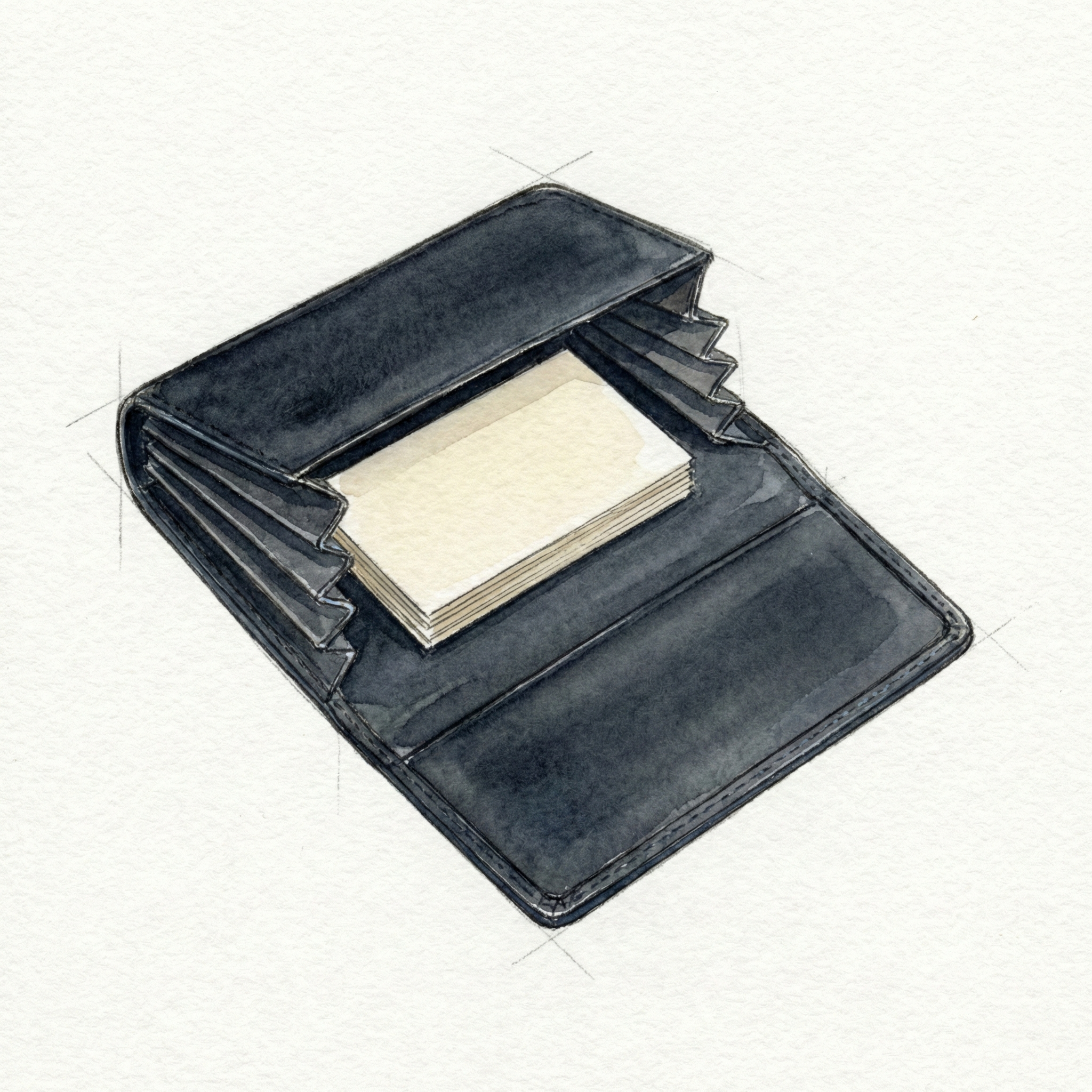 Illustration of the fuukin-machi accordion gusset with outward folds, showing a flat interior