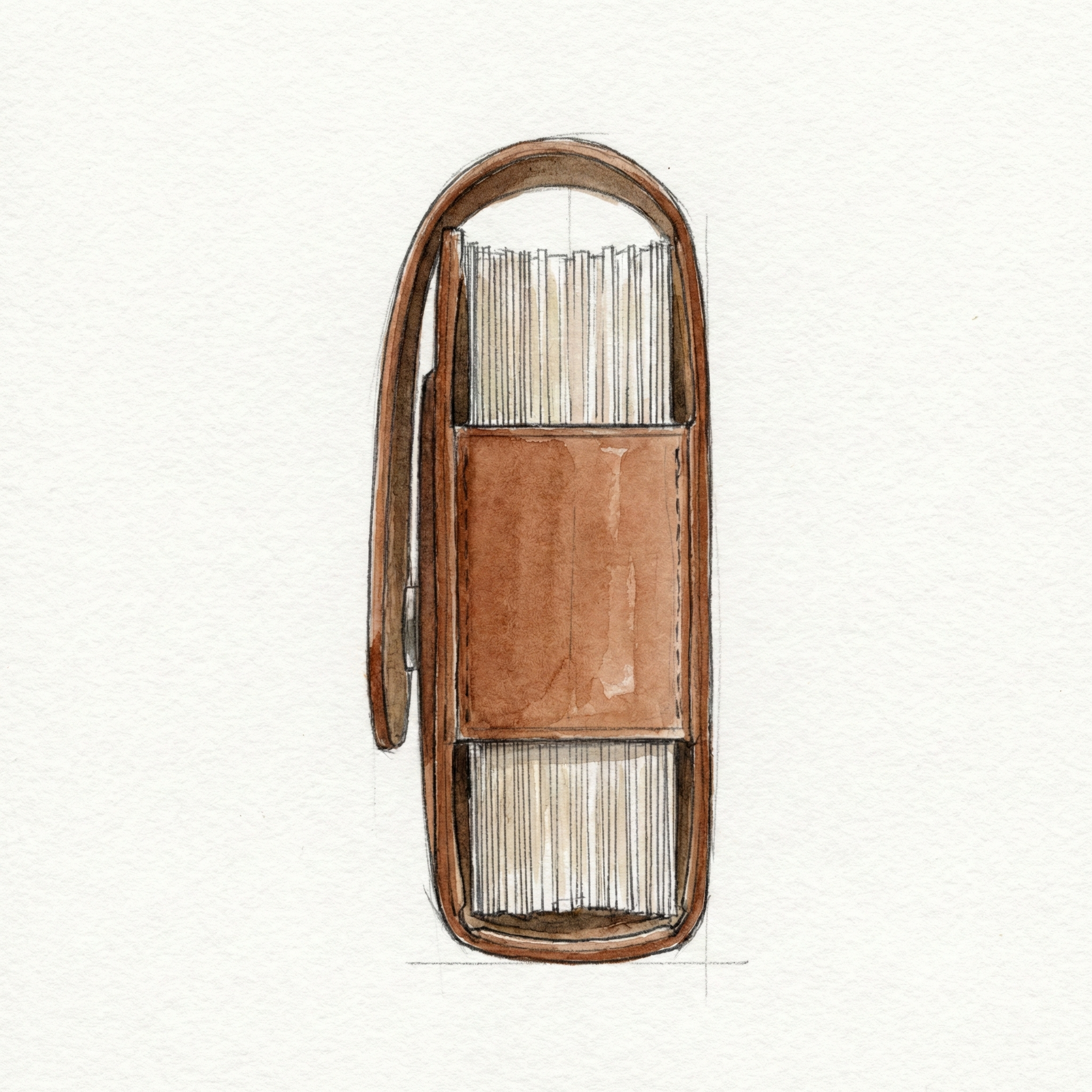 Side-view illustration of a full-box (tooshi-machi) gusset card case showing uniform width from top to bottom