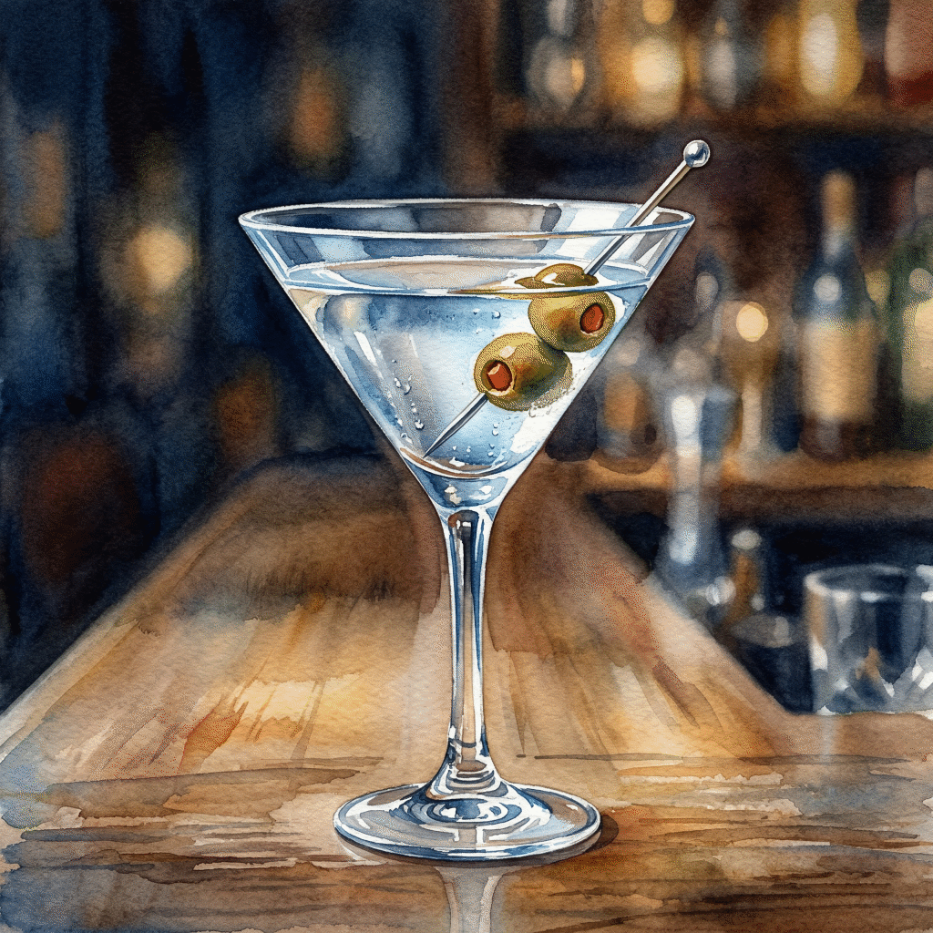 Martini: inverted triangle glass with olive garnish — structured gins like Nikka Coffey work well