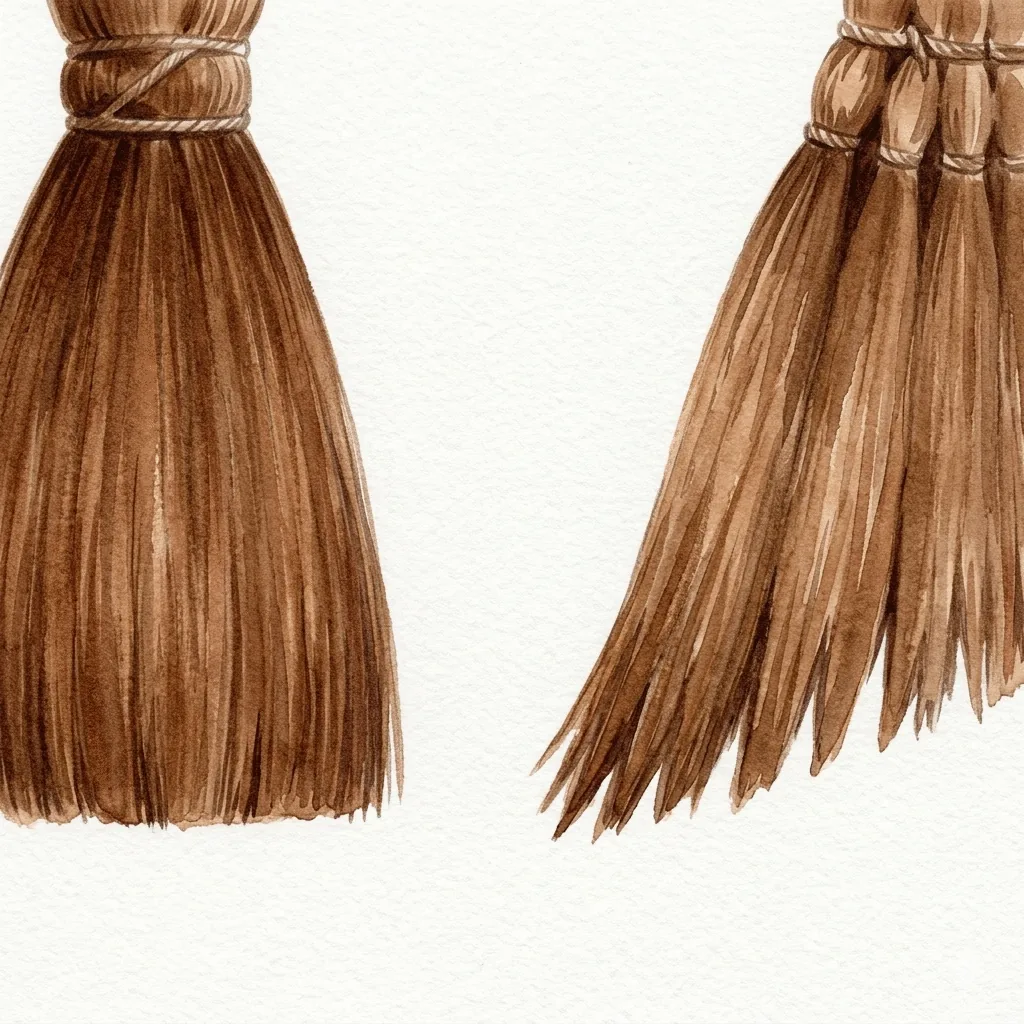 Daruma rounded broom (left) vs tosaka crested broom (right)