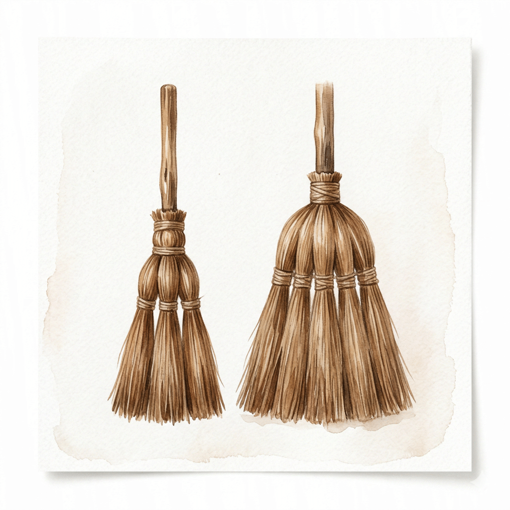 Comparison of 3-bundle and 6-bundle shuro broom bristle widths