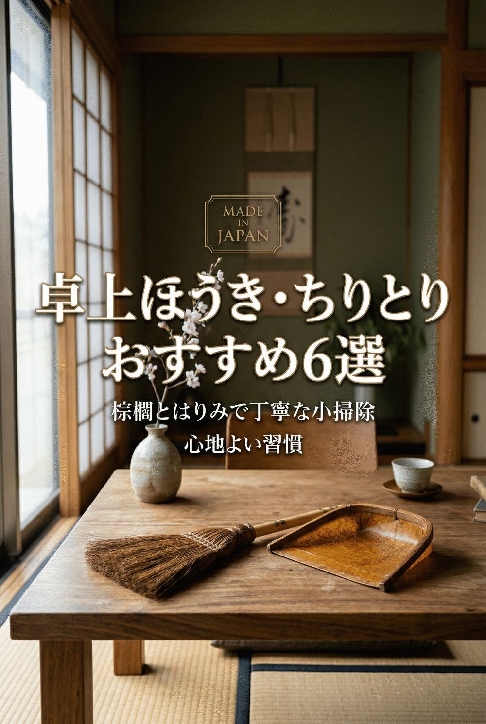 Shuro hand broom and harimi dustpan set — Japanese cleaning tools