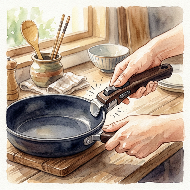 Detachable handle pan care and cleaning
