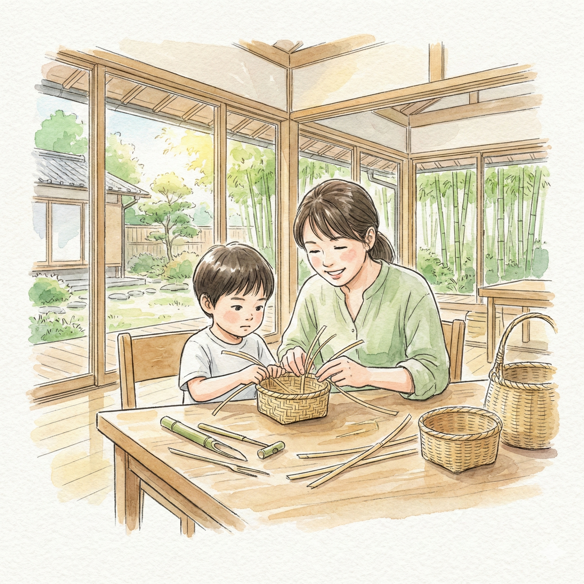 Bamboo basket weaving experience at the Beppu City Bamboo Craft Traditional Industry Hall