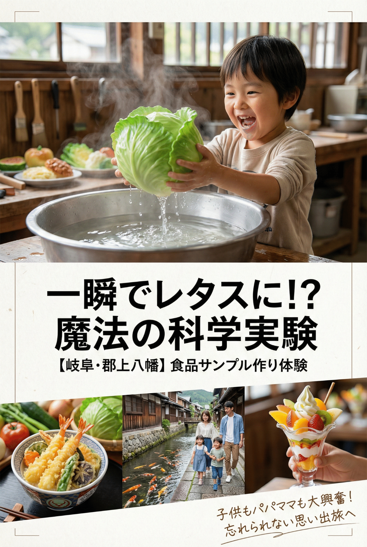A child holding up the finished, astonishingly realistic wax lettuce, face beaming with surprise and joy