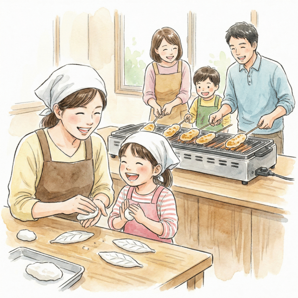 Scene from a handmade experience class at Kanezaki Sasakama-kan