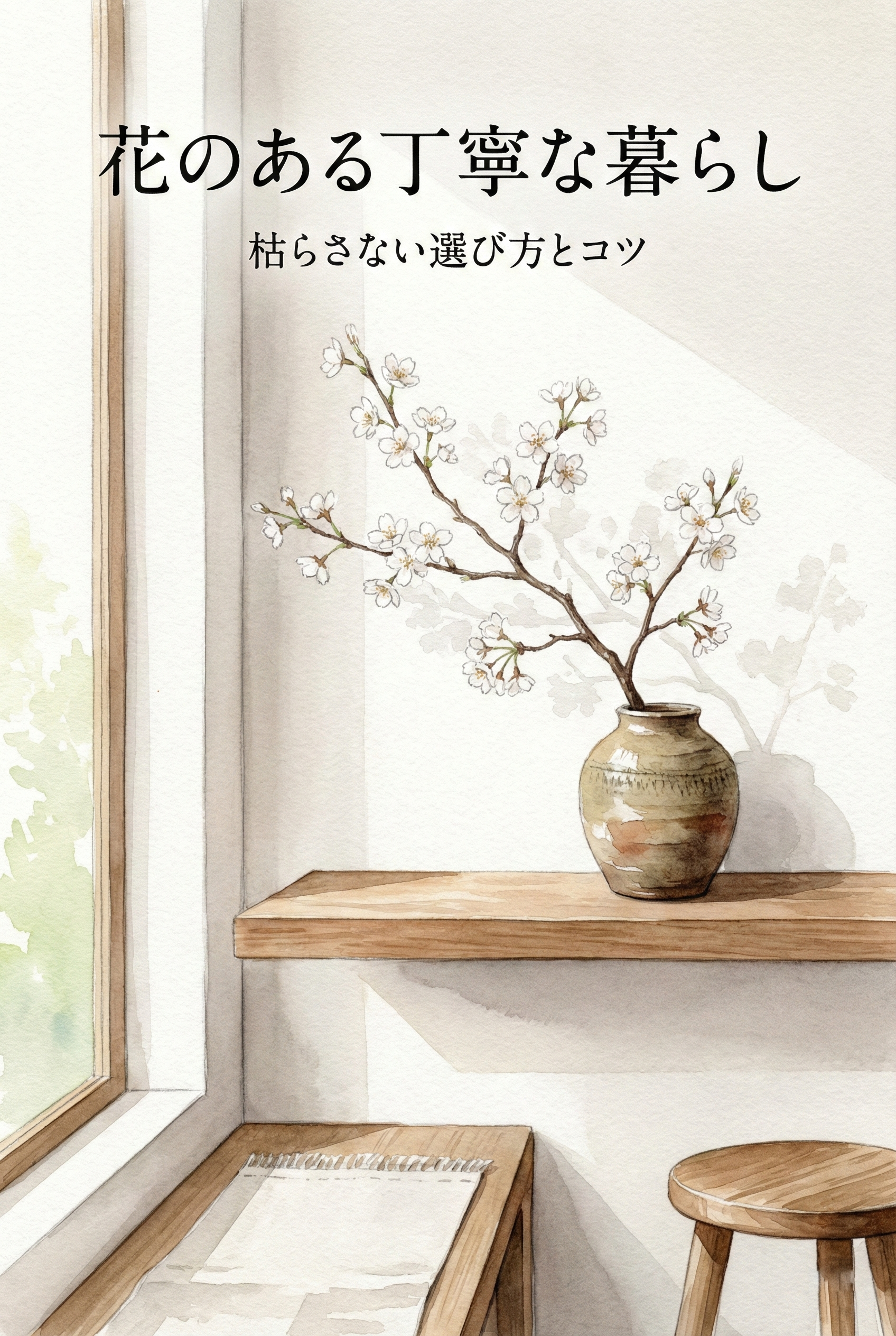 A seasonal flower displayed in a single-stem vase on an entryway shelf — an image of intentional, unhurried living