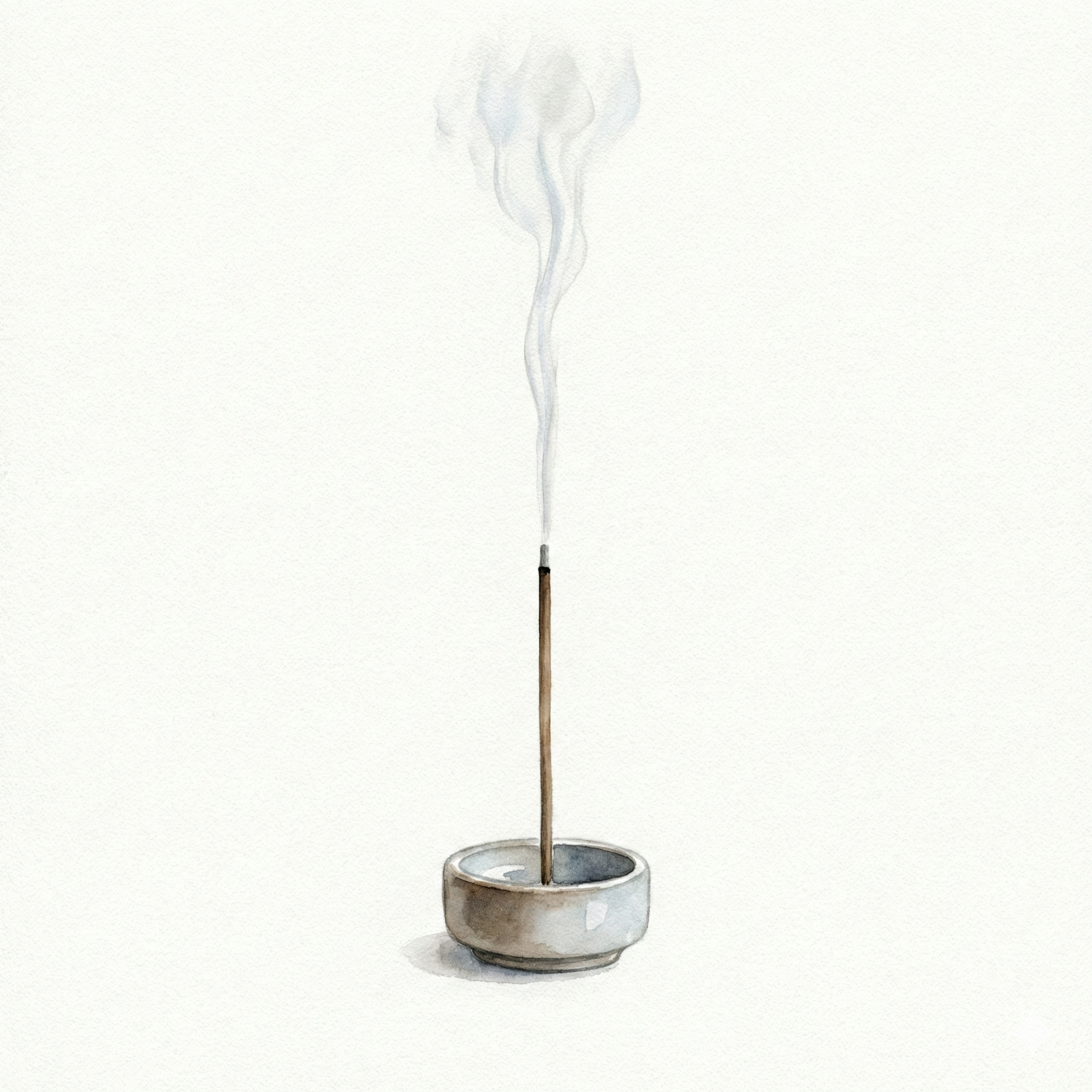 Incense stick burning with steady, even smoke rising from a holder