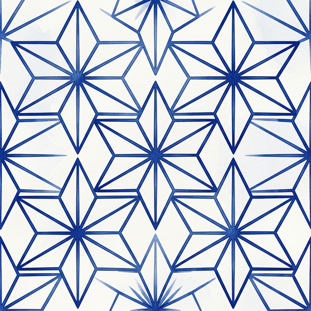 Asanoha hemp leaf geometric pattern on kiriko glass