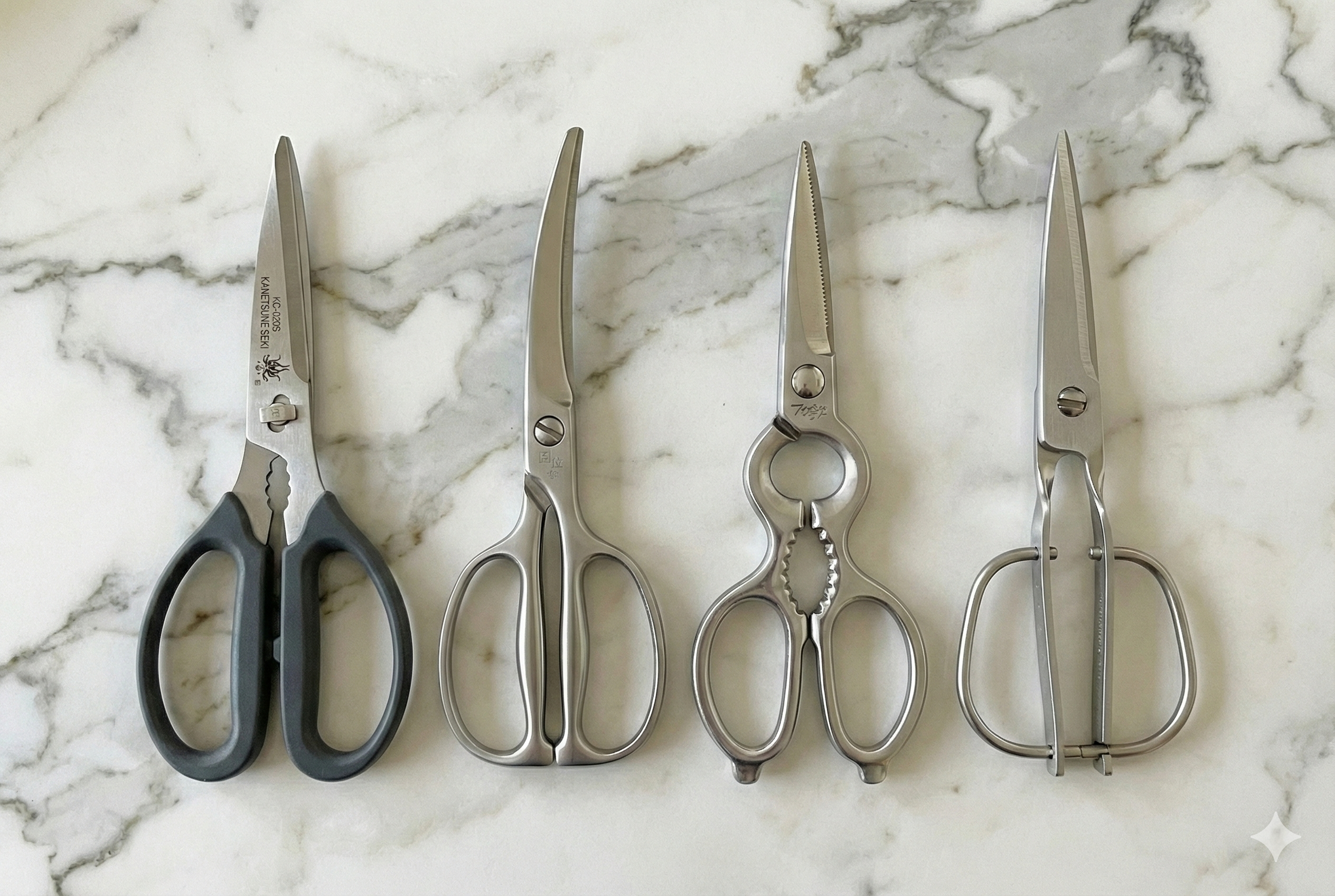 Lineup of top Japanese kitchen shear brands