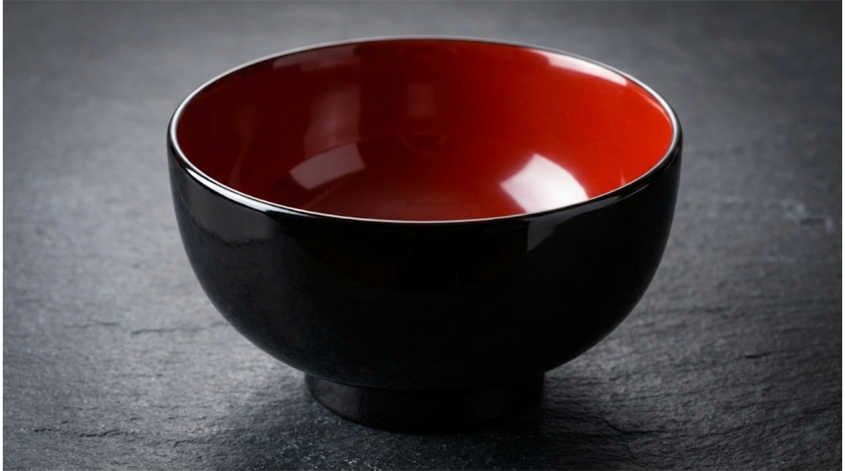The deep, luminous sheen of genuine hon-urushi lacquer