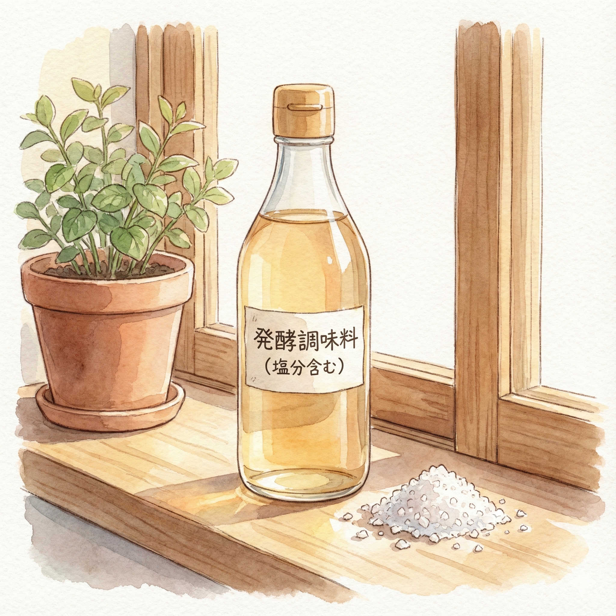 Illustration of fermented seasoning containing added salt