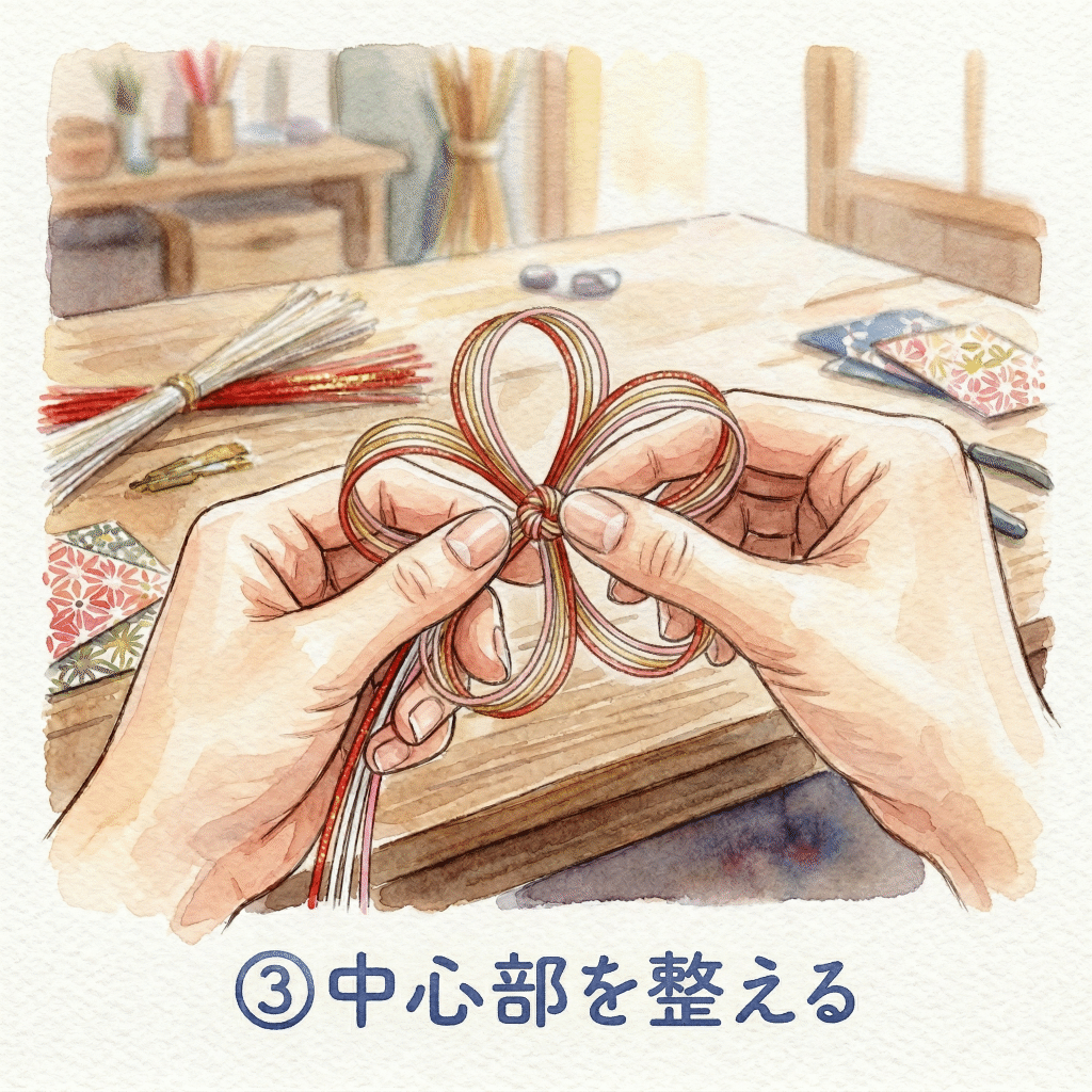 Step 3: Adjust five petals to radiate evenly from the centre