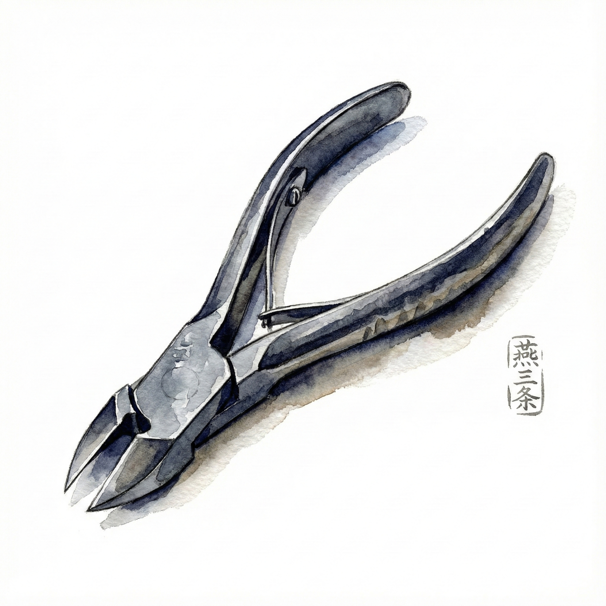 Illustration of a precision nipper-type nail clipper made by Tsubame-Sanjo artisans, Niigata