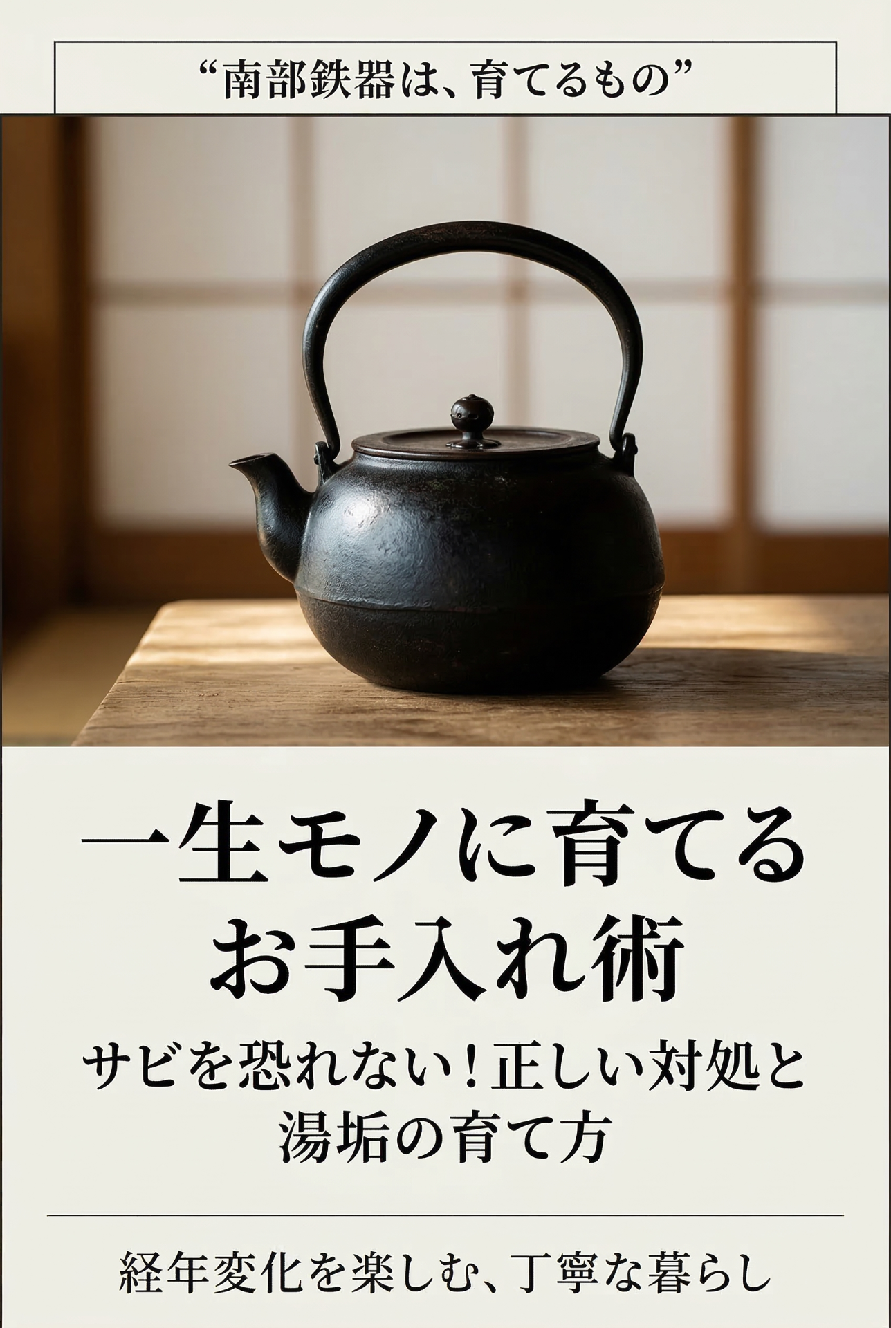A calm, unhurried life with Nanbu Tekki cast iron — a tetsubin on the hob, a cast iron pan on the stove