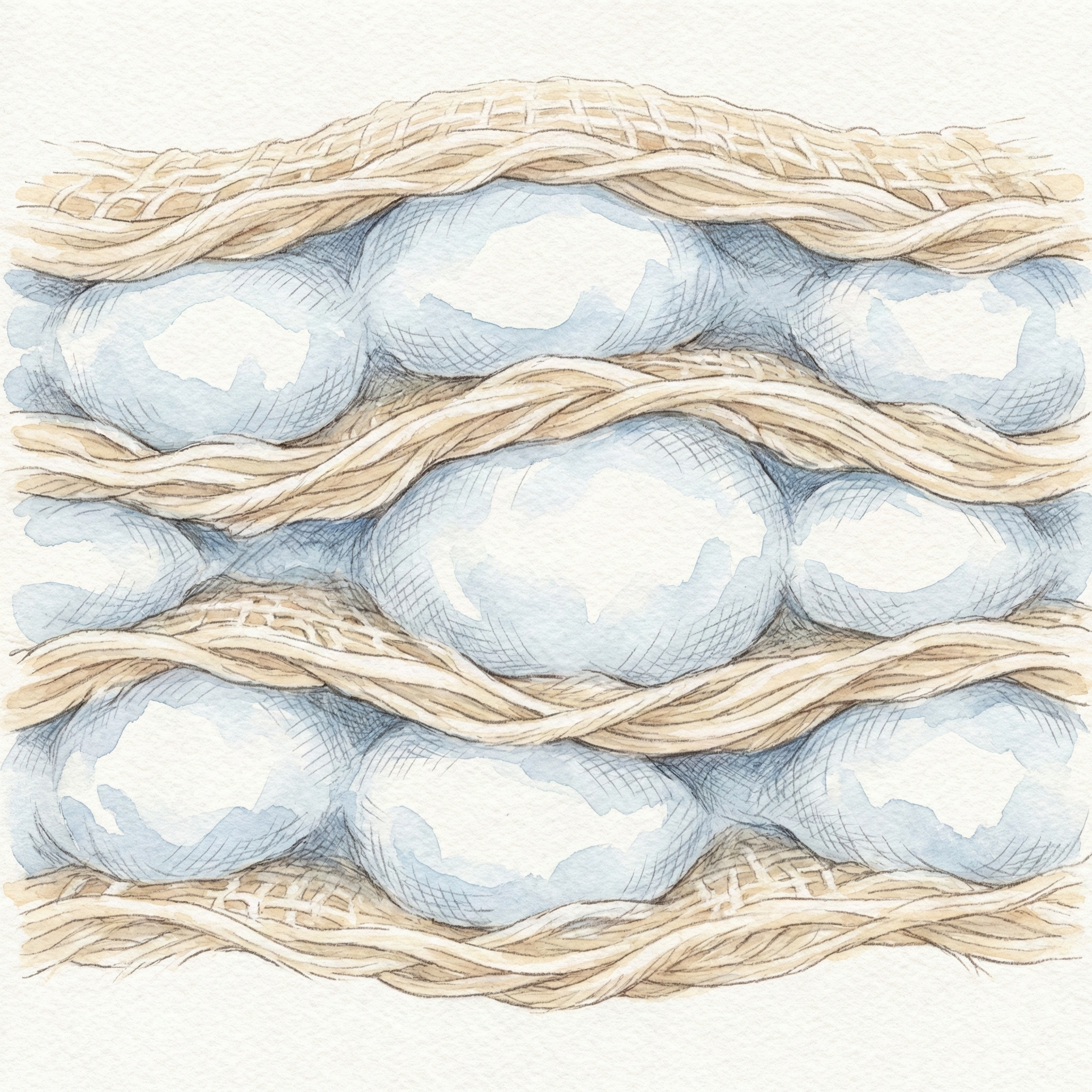 Cross-section diagram showing three gauze layers with air pockets (dead air) trapped between each layer