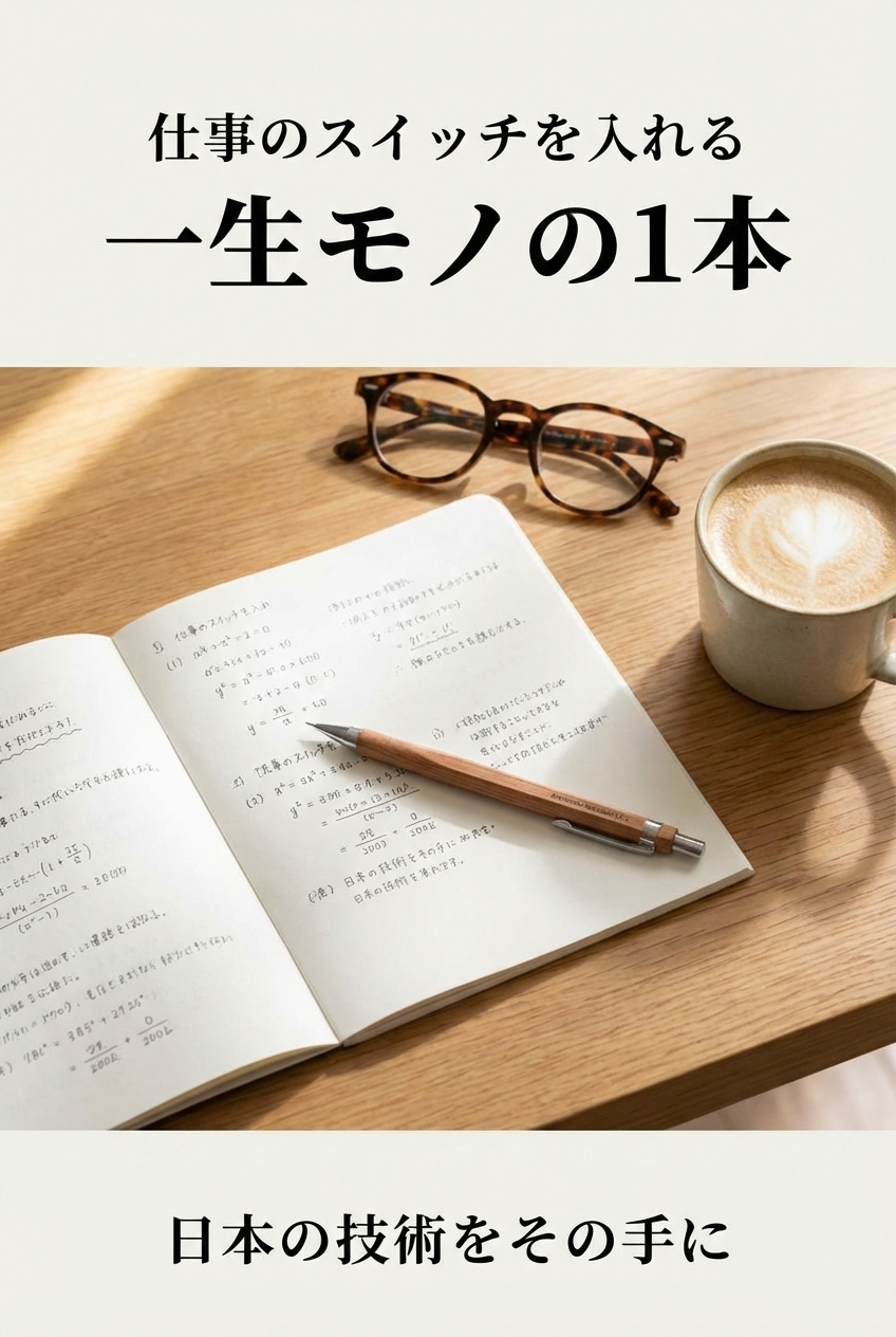 A drafting mechanical pencil resting beside an open notebook on a clean, focused desk