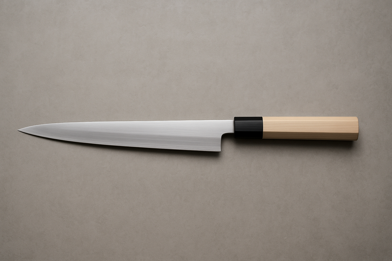 Traditional Sakai wa-bocho (Japanese kitchen knife) showing the hand-crafted single-bevel blade and magnolia wa-handle