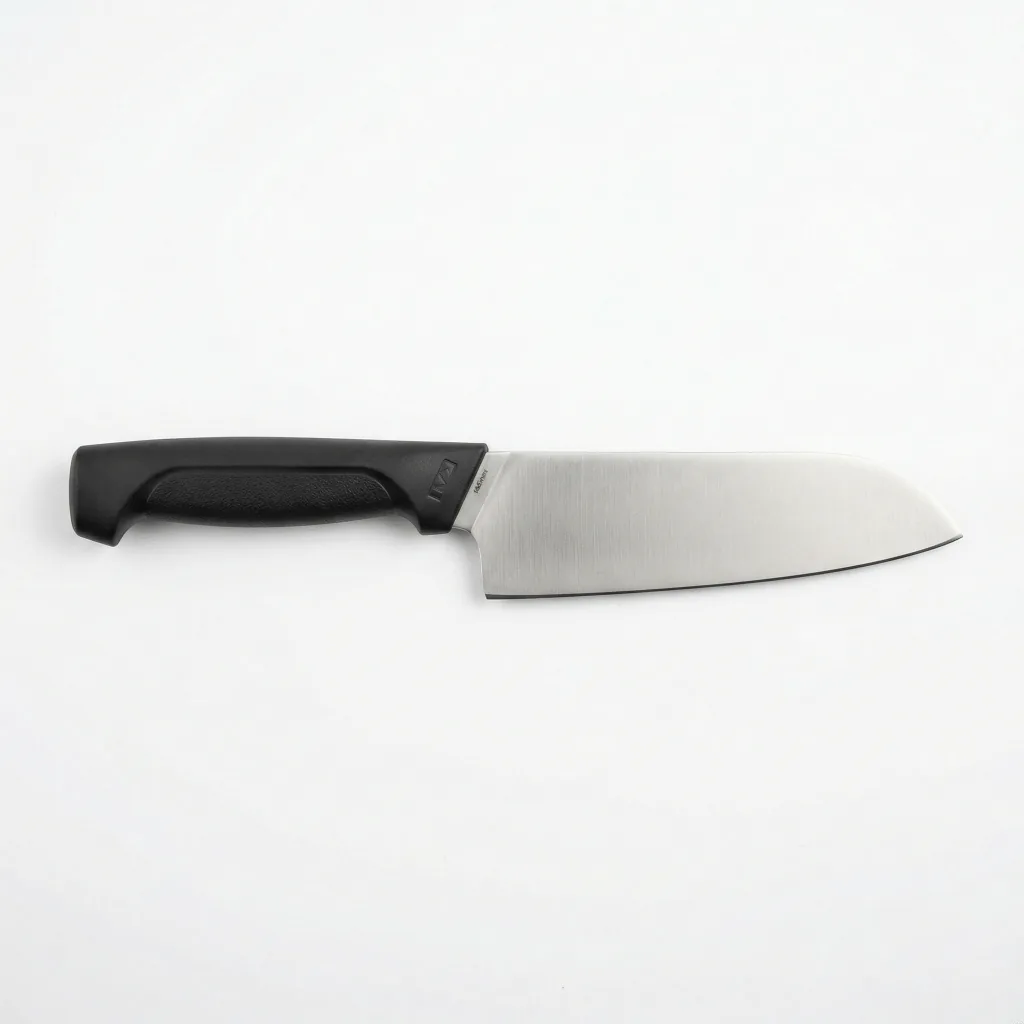 Kai Wasabi Black santoku 165mm showing the matte black handle and clean stainless blade