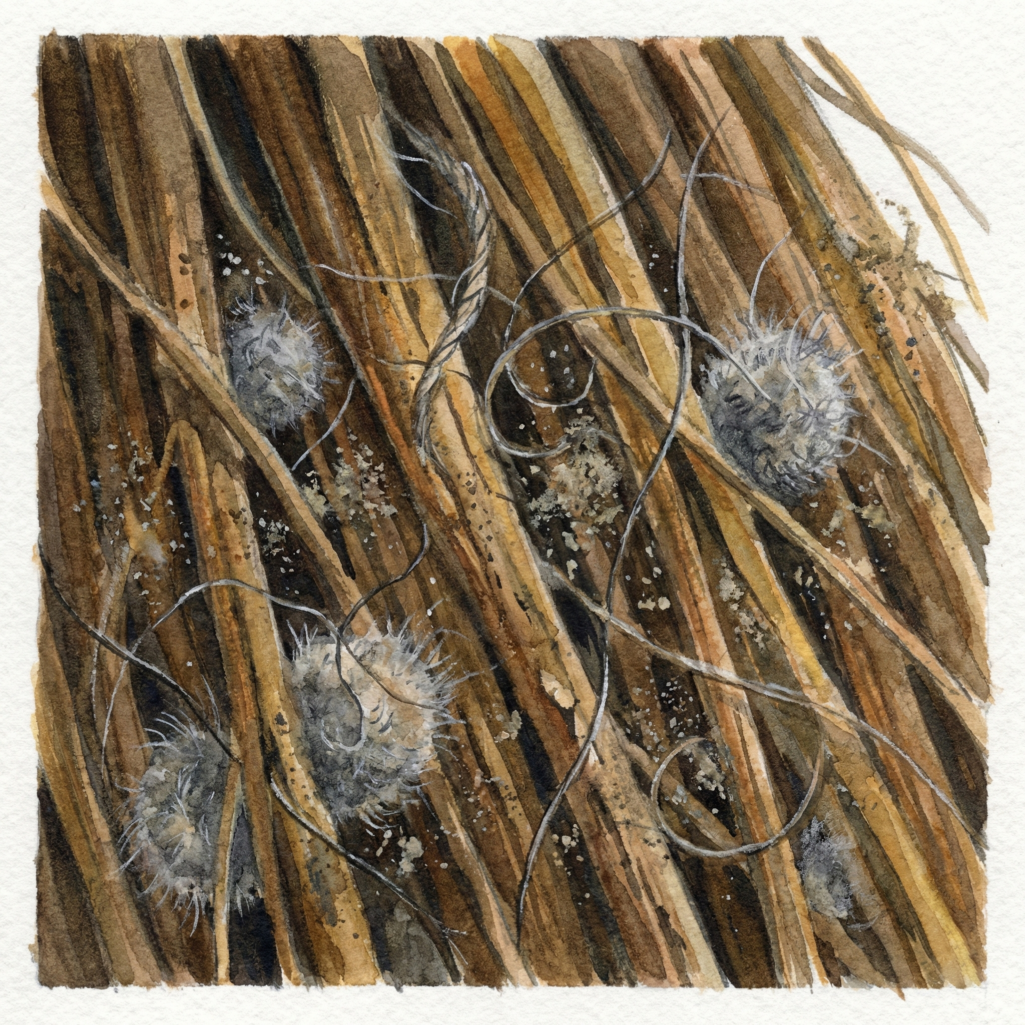 Close-up illustration showing shuro fibers trapping dust and hair without scattering them into the air