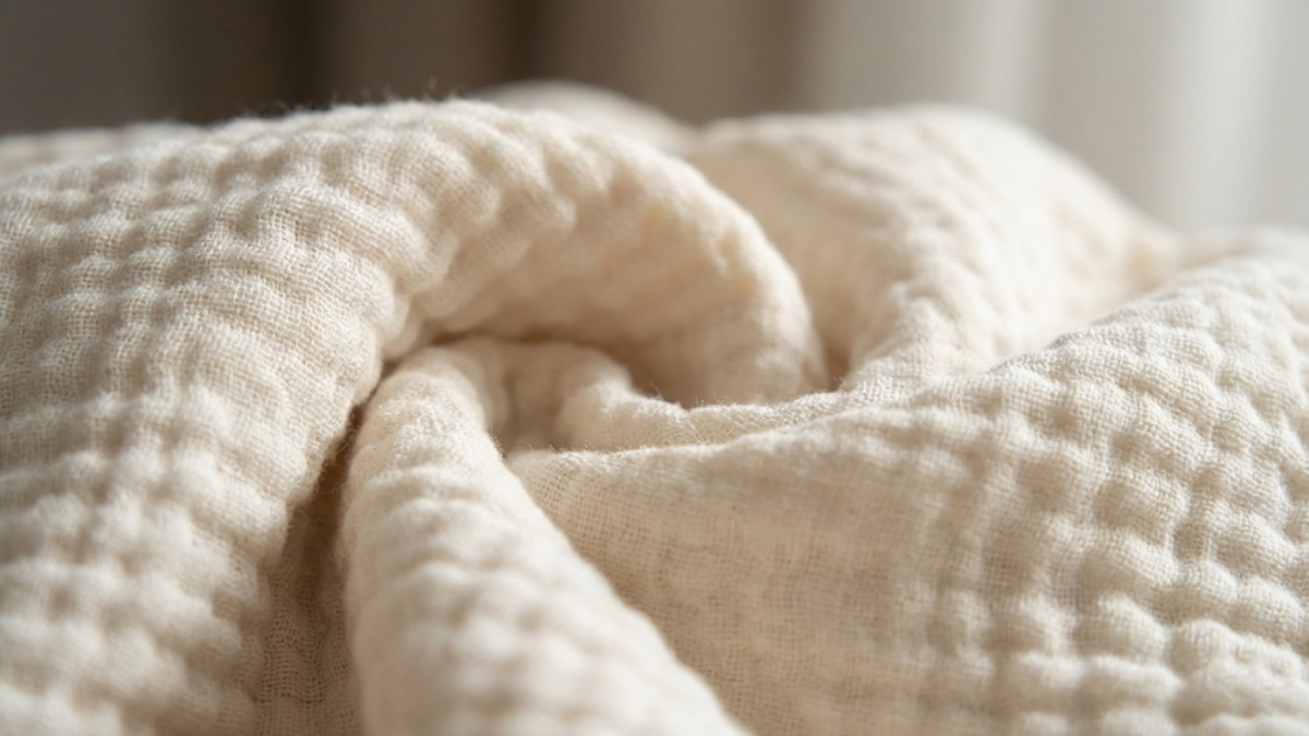 Close-up of soft 6-layer gauze fabric