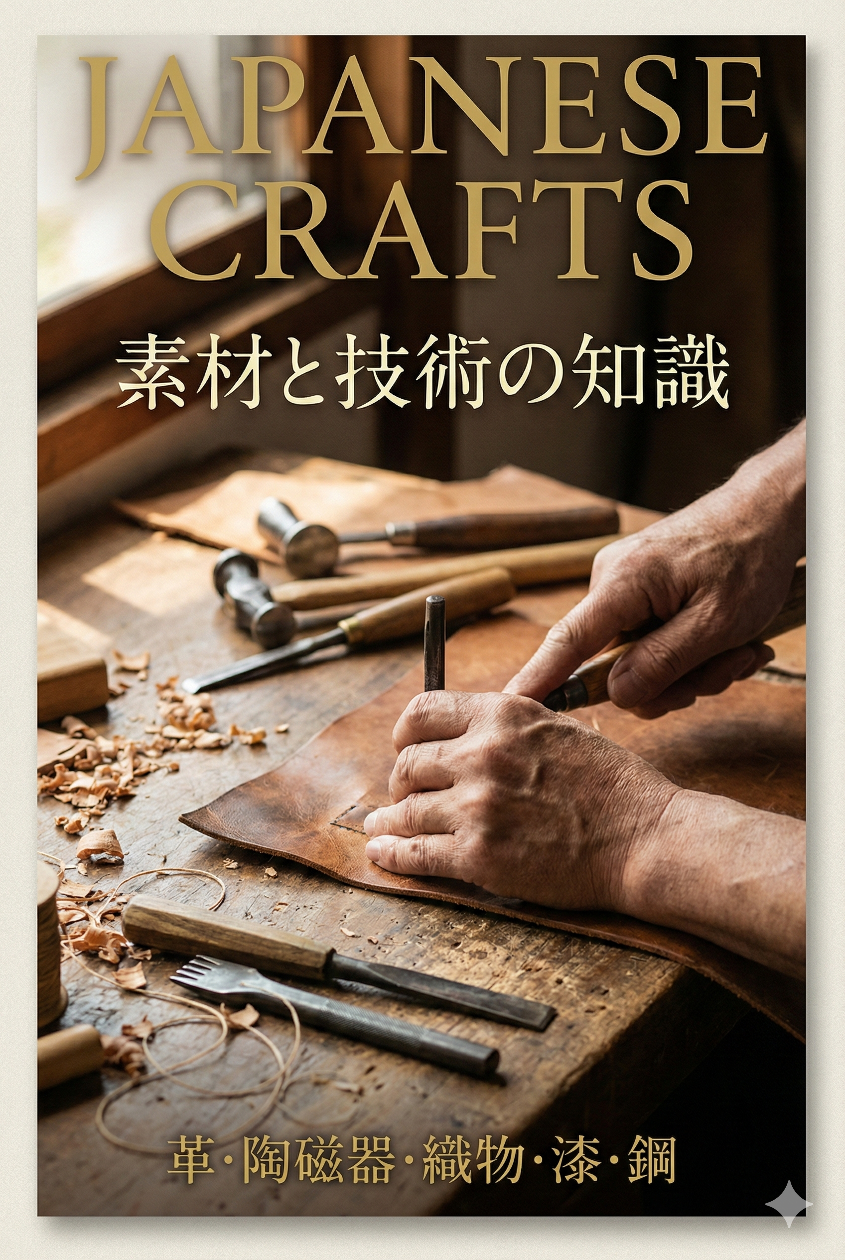 A beautifully arranged table with well-used Japanese tools — a leather wallet, a lacquer bowl, a kitchen knife