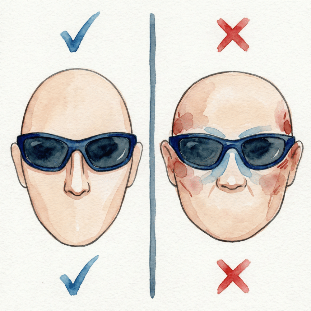 Diagram comparing a high-bridged Western face and a flatter Asian face in profile, showing why frame curves need to differ