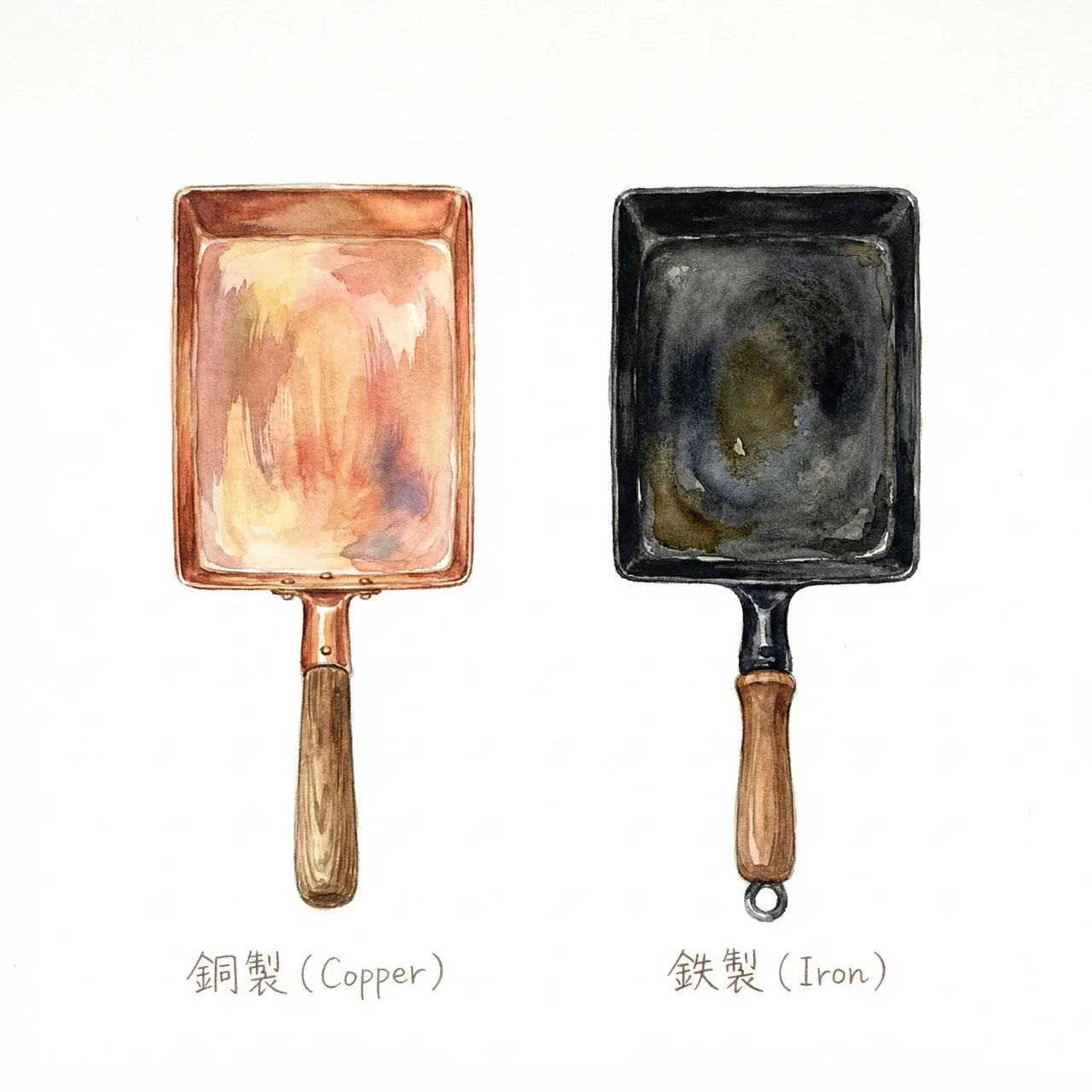Copper tamagoyaki pan vs iron tamagoyaki pan comparison