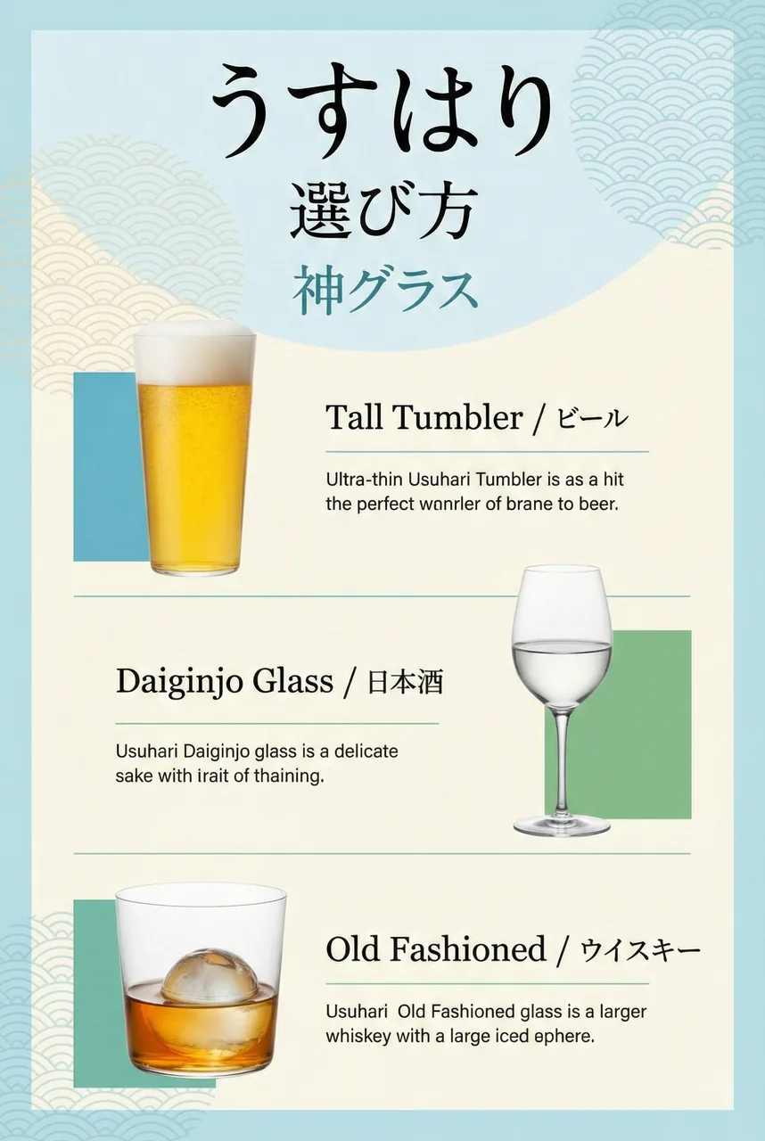 Usuhari tumbler filled with beer, glowing golden on a table