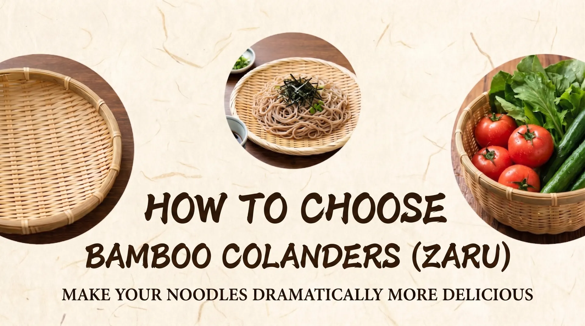 Japanese bamboo and stainless zaru strainer guide