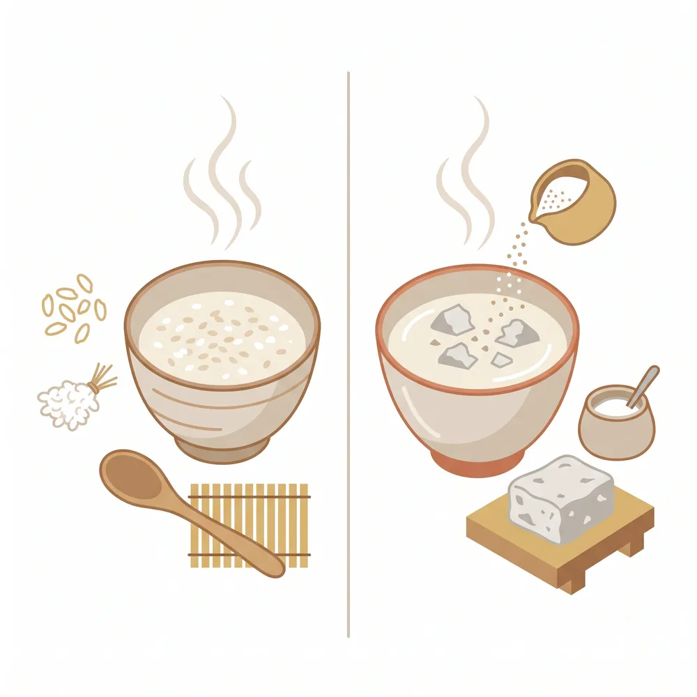 Koji amazake and sake-lees amazake compared side by side
