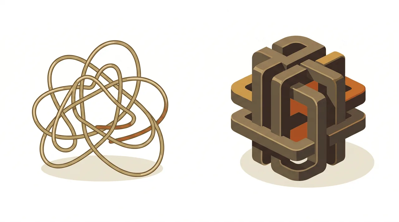 Illustration comparing a flimsy thin wire puzzle with a solid, sculpted cast metal puzzle