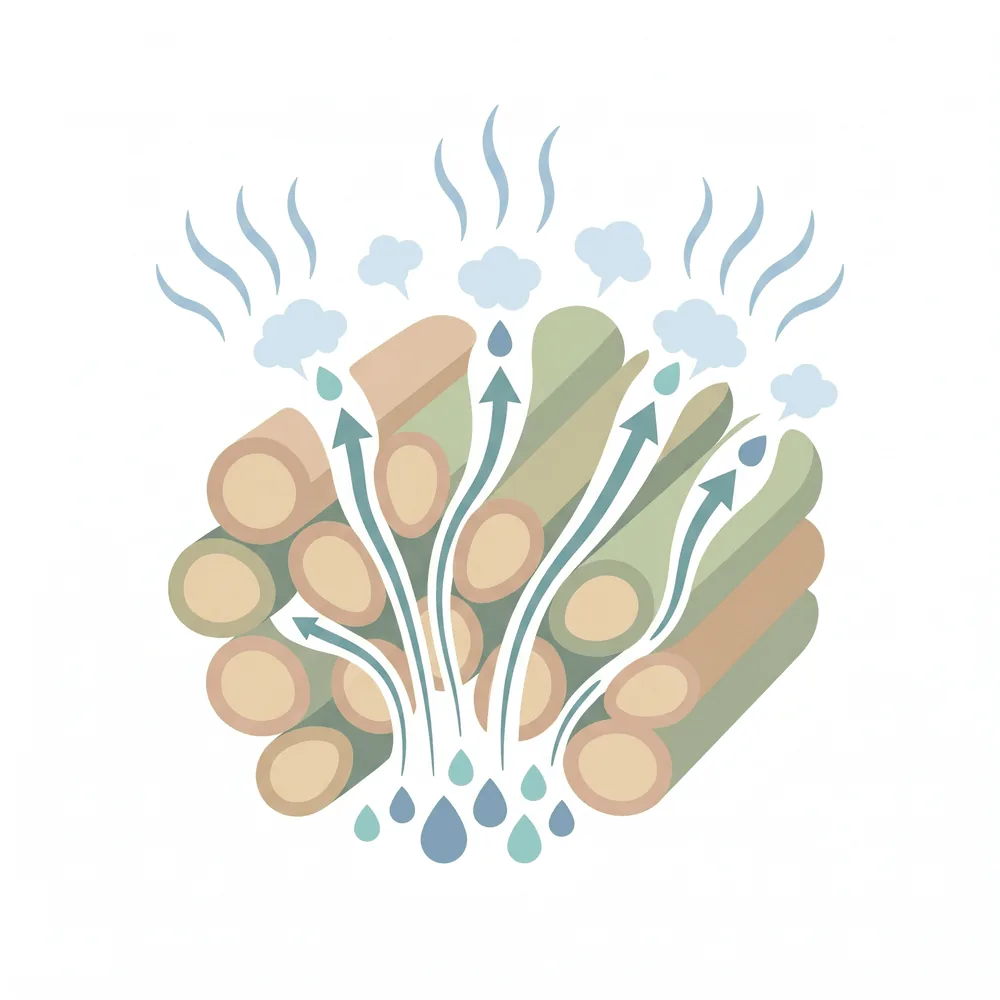 Microscopic-style cross section of fabric fibers pulling sweat away from the skin
