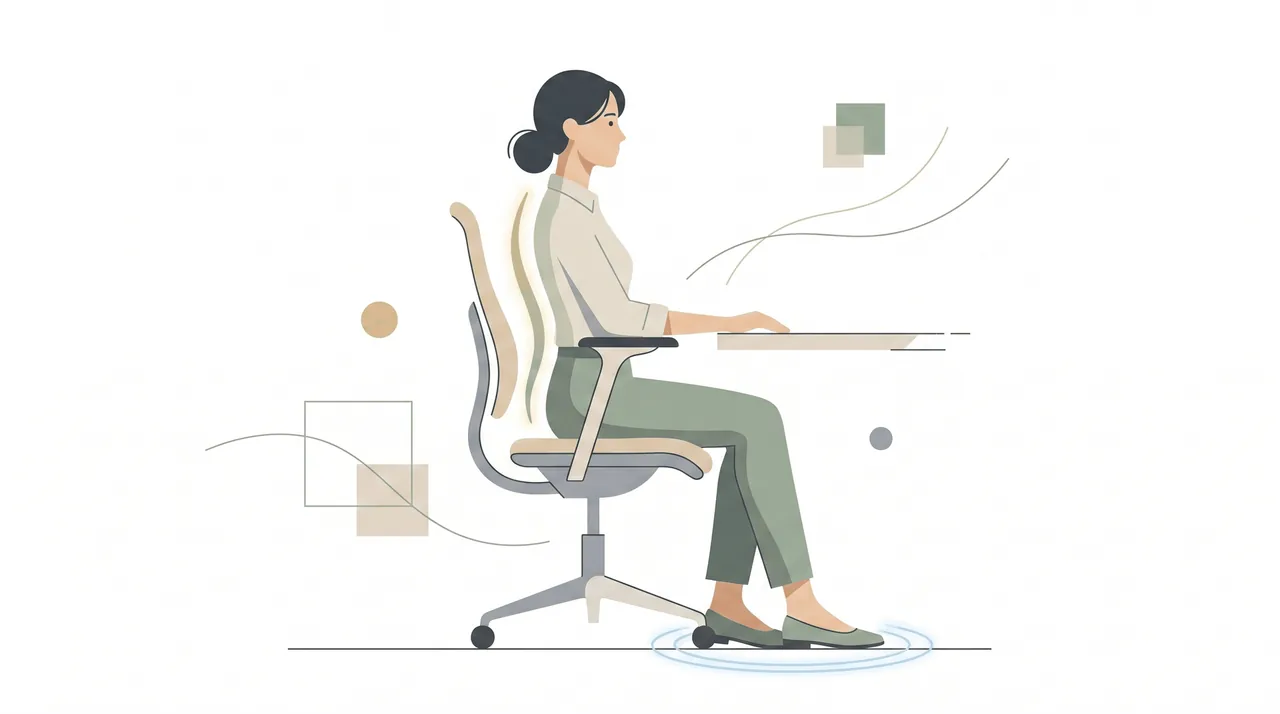 A Japanese ergonomic office chair with the seat tilted forward for desk work