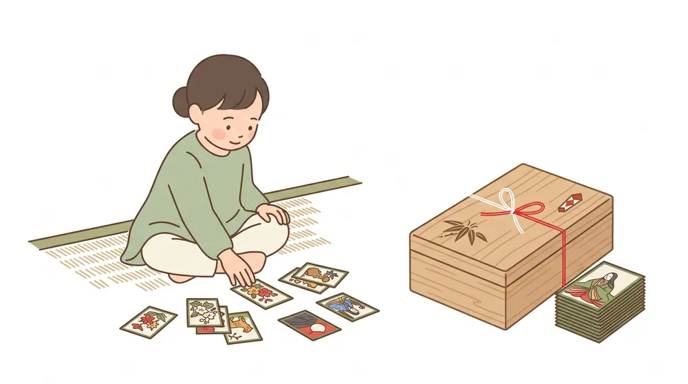 A hanafuda deck and karuta set presented as a gift