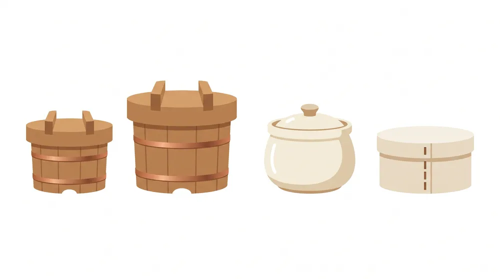 Ohitsu in different sizes and materials, compared for capacity