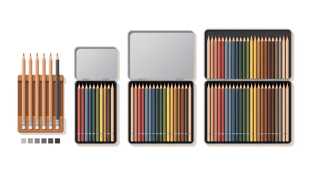 Selecting colored pencils by hardness, color count and intended use