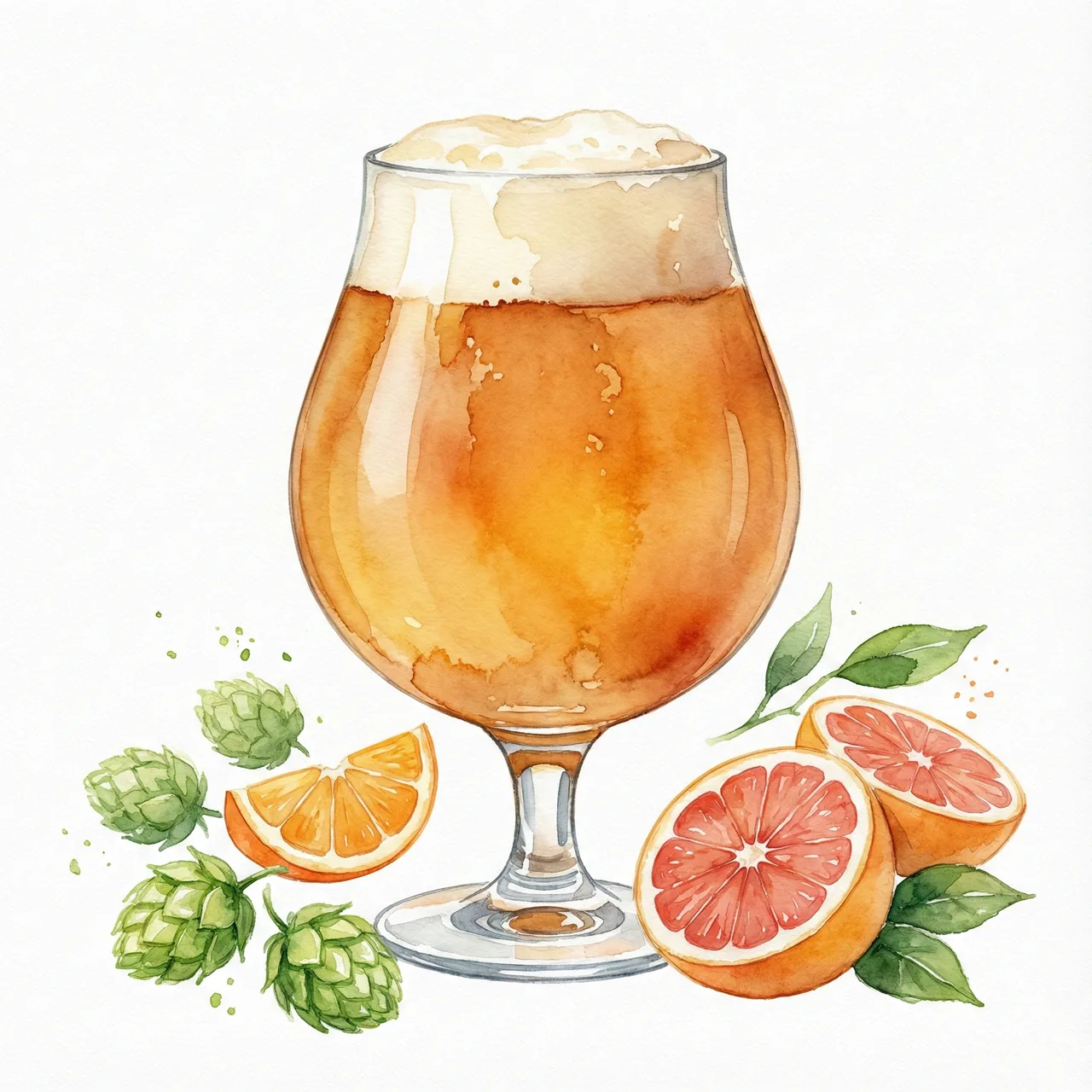 チューリップ型のグラスに注がれたクラフトビールのイラスト