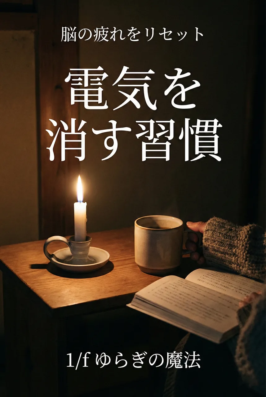 夜の静かな部屋で、和ろうそくの灯りだけをつけてリラックスしている様子の画像