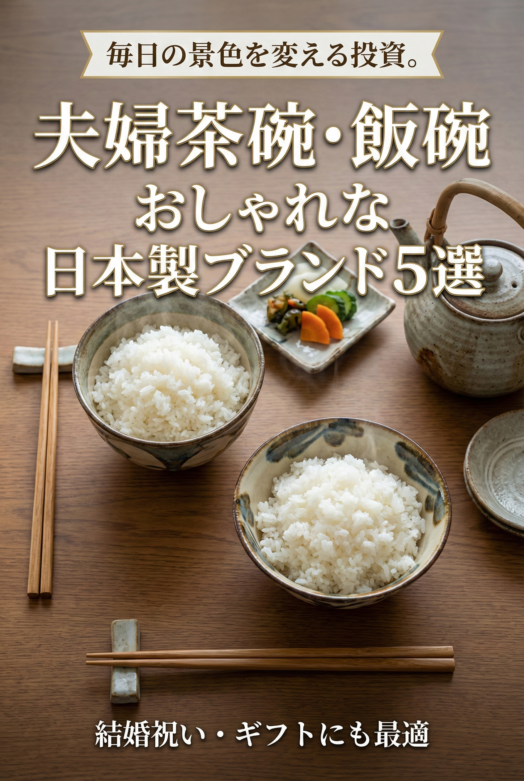 夫婦茶碗が並ぶ幸せな朝食の風景