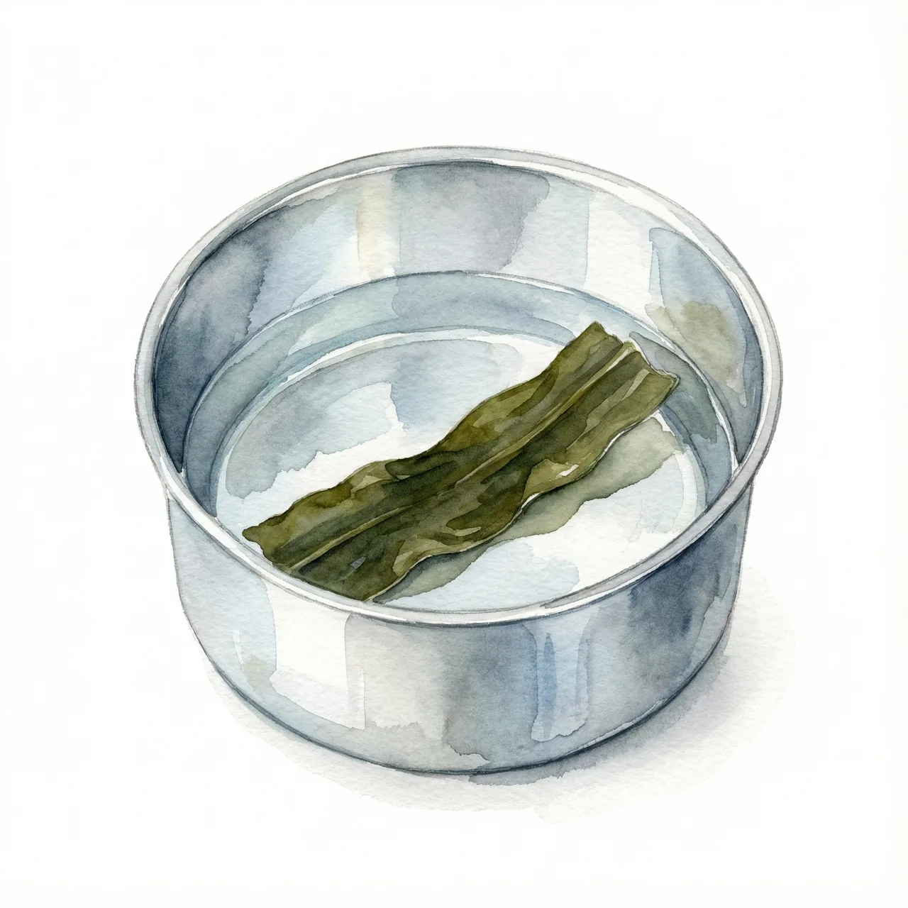 鍋の水に昆布を入れている様子