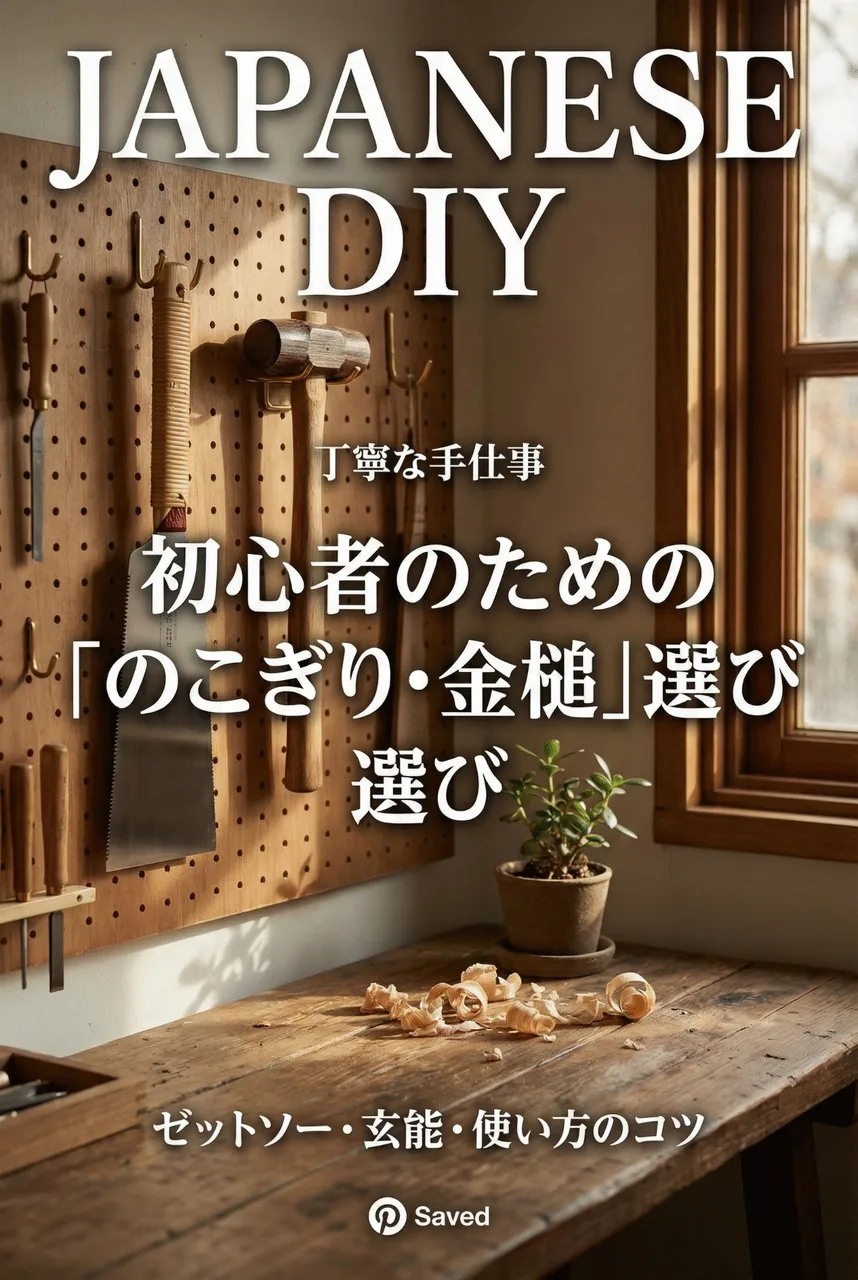 休日、窓から光が差し込む部屋で、静かに木材をのこぎりで切っているDIYの風景
