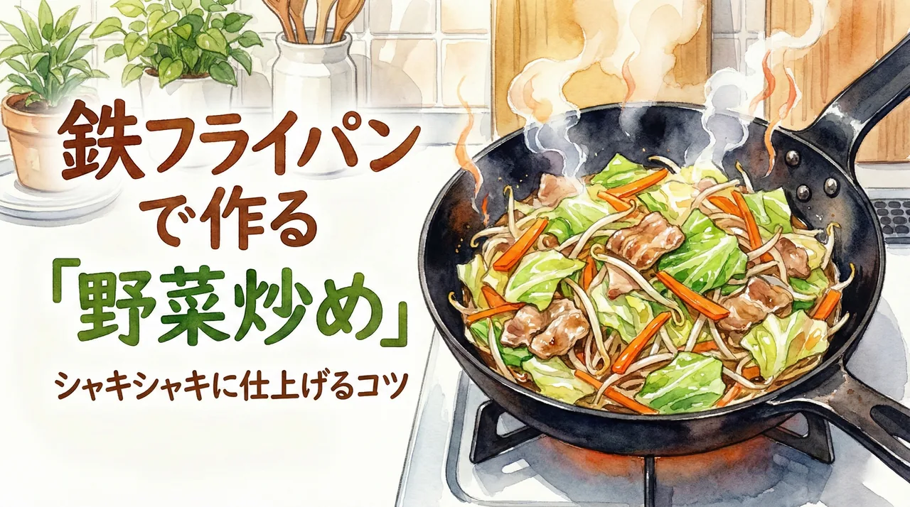 鉄フライパンで野菜炒めをおいしく作るコツのサムネイル画像