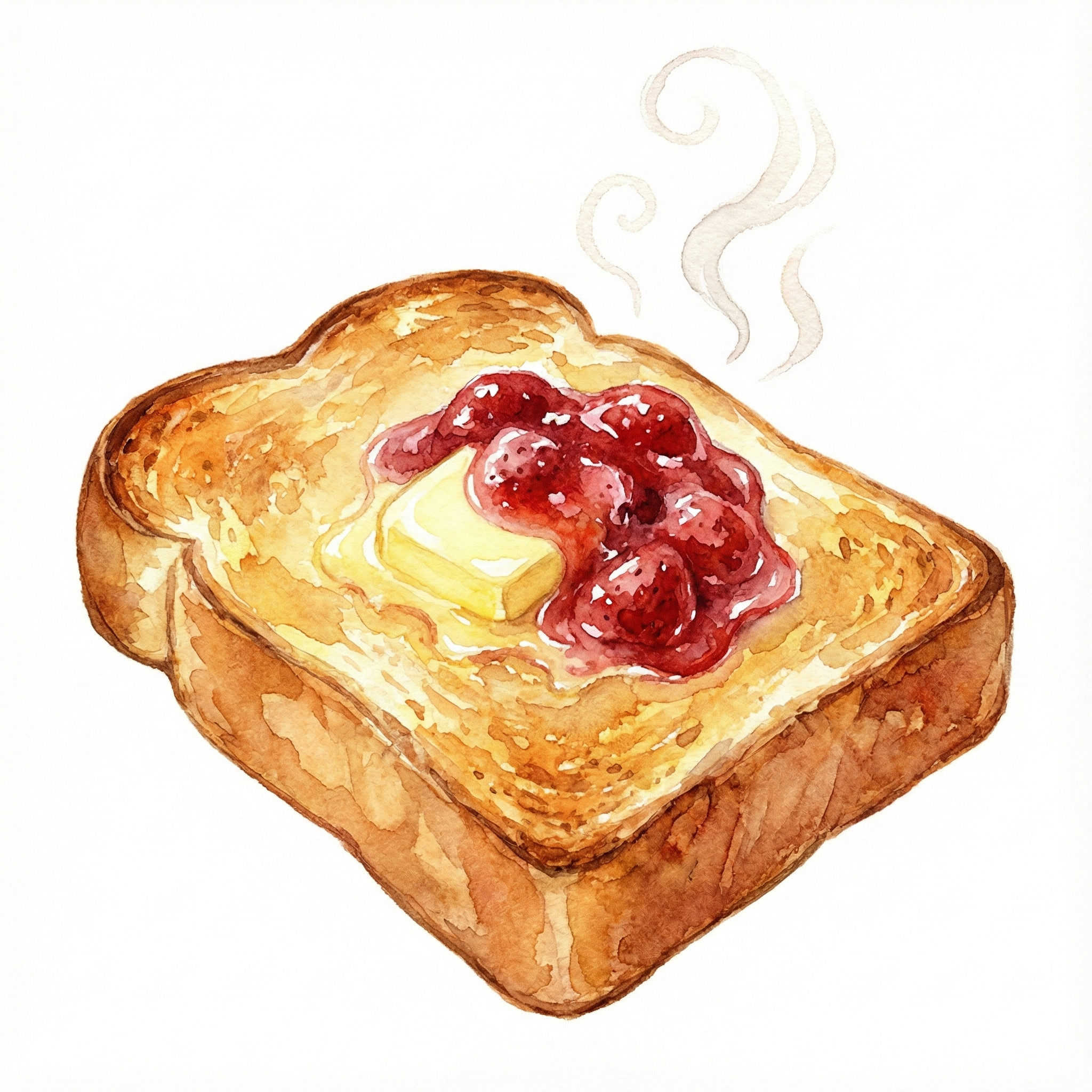 厚切りバタートーストにたっぷりジャムを乗せたイラスト