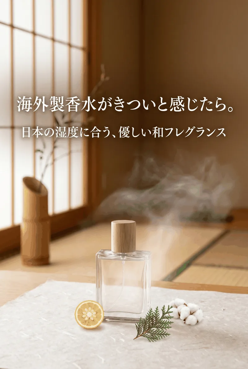 美しく香るチェリーブロッサムとクリスタルボトルの縦長デザイン