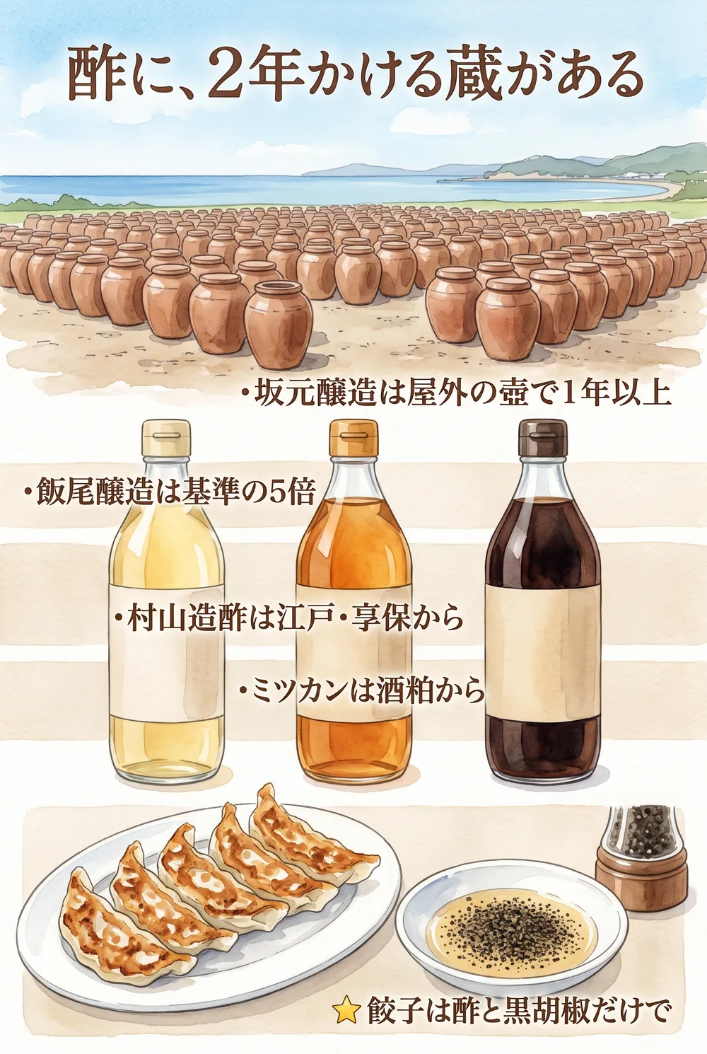日本の酢の蔵と製法・裏面の見方をまとめたインフォグラフィック