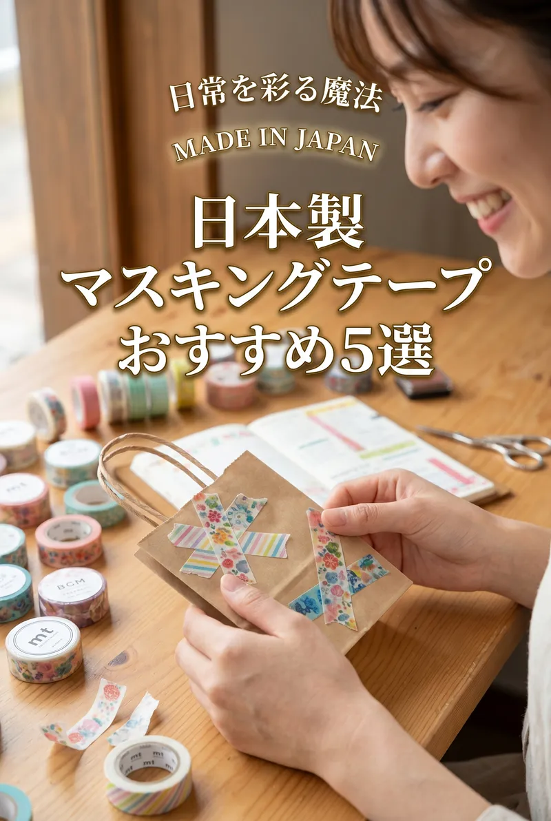 色とりどりの日本製マスキングテープを使って、お気に入りの手帳や手紙を楽しくデコレーションしているまとめイメージ